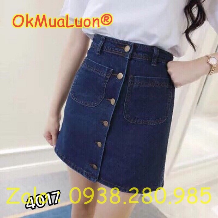 Chân váy bò chữ a có nút oml-4018 Chân váy bò chữ a có nút oml-4018