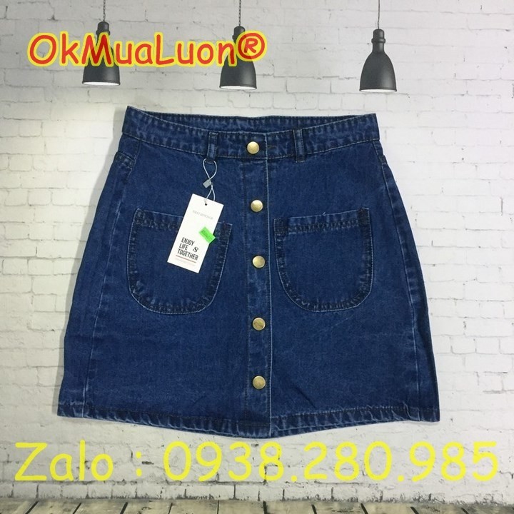 Chân váy bò chữ a có nút oml-4018 Chân váy bò chữ a có nút oml-4018