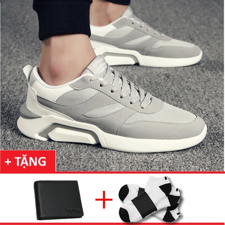 Giày sneaker nam mẫu mới +1 ví+ 1 đôi tất t1801xm Giày sneaker nam mẫu mới +1 ví+ 1 đôi tất t1801xm