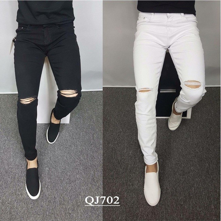 Quần jean nam rách gối quần jeans nam vải thái bền đẹp co giãn ôm chân dày dặn Quần jean nam rách gối quần jeans nam vải thái bền đẹp co giãn ôm chân dày dặn