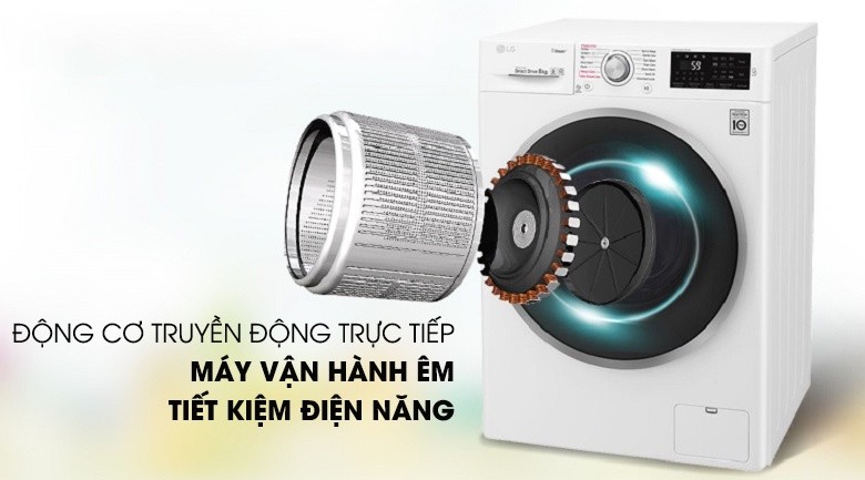 Máy giặt LG Inverter 9 kg FC1409S4W-Vận hành êm ái với động cơ truyền động trực tiếp Máy giặt LG Inverter 9 kg FC1409S4W-Vận hành êm ái với động cơ truyền động trực tiếp