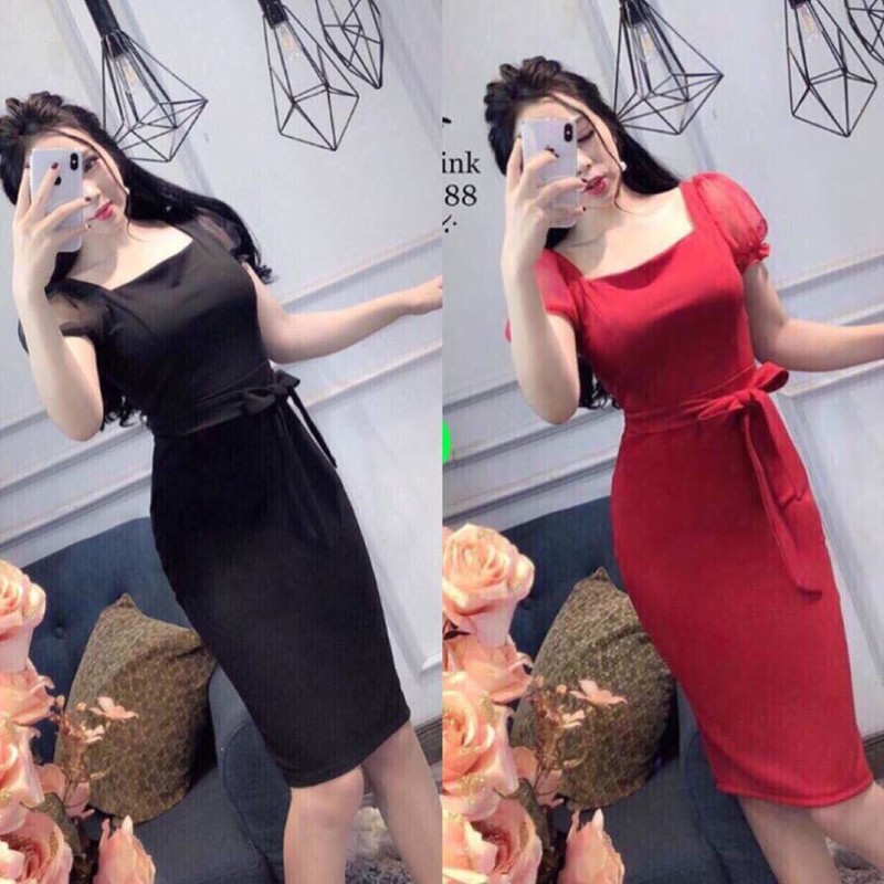 Đầm ôm body cổ vuông sang chảnh-bm59 Đầm ôm body cổ vuông sang chảnh-bm59