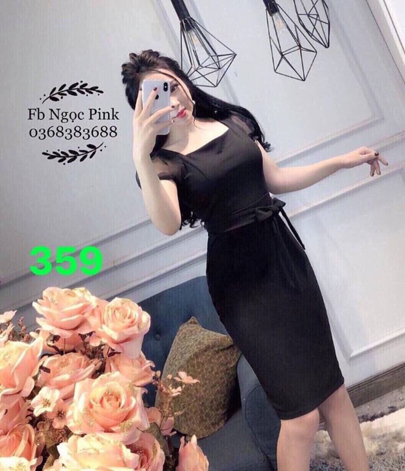 Đầm ôm body cổ vuông sang chảnh-bm59 Đầm ôm body cổ vuông sang chảnh-bm59