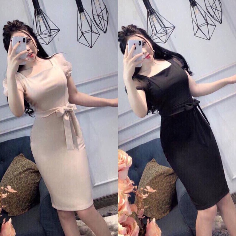 Đầm ôm body cổ vuông sang chảnh-bm59 Đầm ôm body cổ vuông sang chảnh-bm59