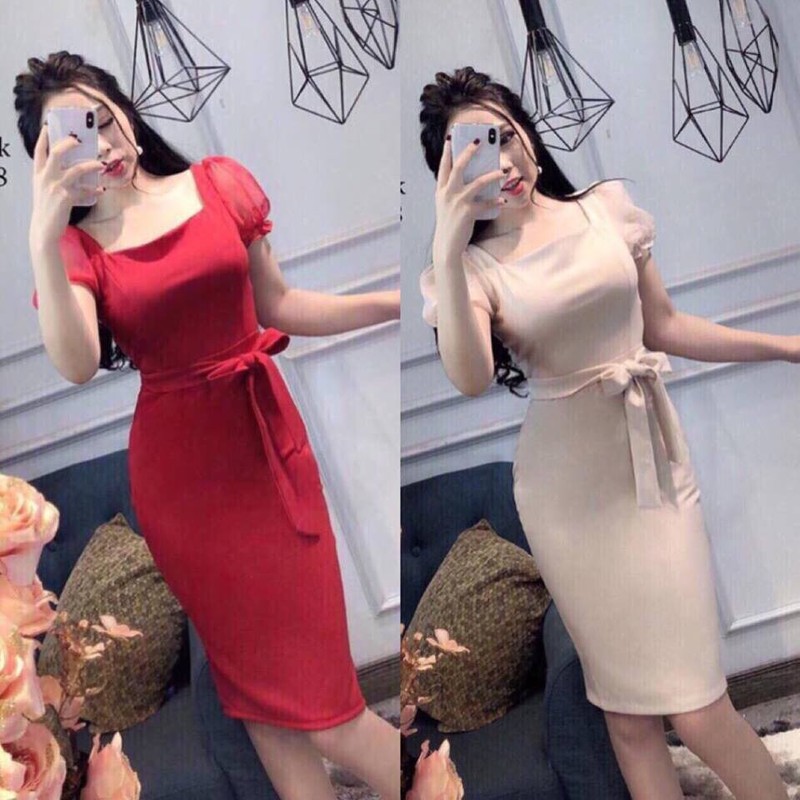 Đầm ôm body cổ vuông sang chảnh-bm59 Đầm ôm body cổ vuông sang chảnh-bm59