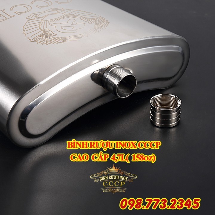 Bình inox cccp cao cấp 4,7l 158oz - tặng kèm bao da và phễu inox Bình inox cccp cao cấp 4,7l 158oz - tặng kèm bao da và phễu inox