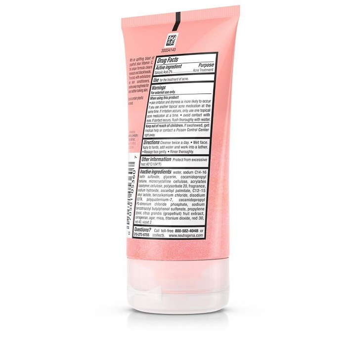 Sữa Rửa Mặt Neutrogena Oil Free Acne Wash Pink Grapefruit Scrub (124ml) - 100% Authentic