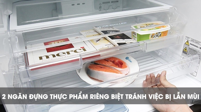 2 ngăn thực phẩm riêng biệt - Tủ lạnh Mitsubishi Electric Inverter 358 lít MR-CX46EJ-BRW-V 2 ngăn thực phẩm riêng biệt - Tủ lạnh Mitsubishi Electric Inverter 358 lít MR-CX46EJ-BRW-V
