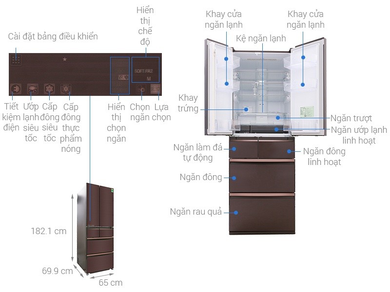 Thông số kỹ thuật Tủ lạnh Mitsubishi Electric Inverter 506 lít MR-WX53Y-BR-V