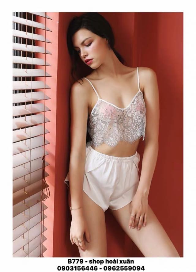 Bo do ngu hai day ngan satin vien ren hang xuat khau