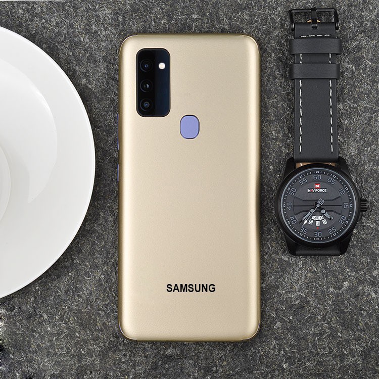 skin dán full lưng và viền cho samsung M21 màu vàng gold