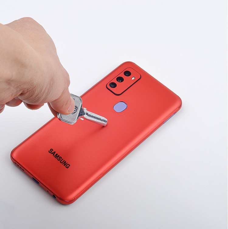 skin dán full lưng và viền cho samsung M21 màu đỏ
