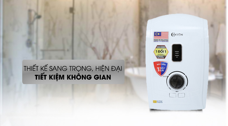 Máy nước nóng Centon GD600ESP FL EMC 4500 W - Cầu dao chống rò điện ELCB