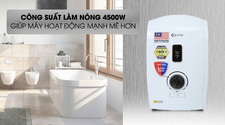 Thông số kỹ thuật Máy nước nóng Centon GD600ESP FL EMC 4500 W