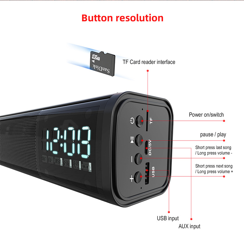 Loa bluetooth để bàn tích hợp đồng hồ báo thức