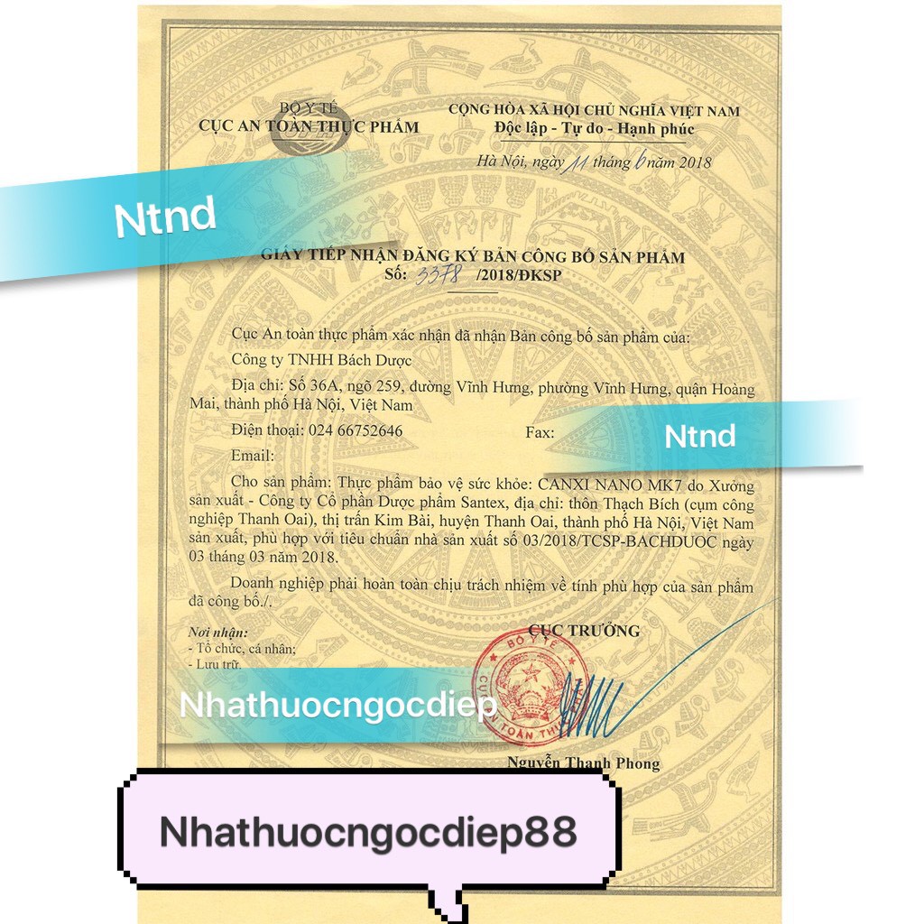 Viên uống Canxi Nano MK7 phát triển chiều cao  chắc khỏe xương Lọ 30 viên