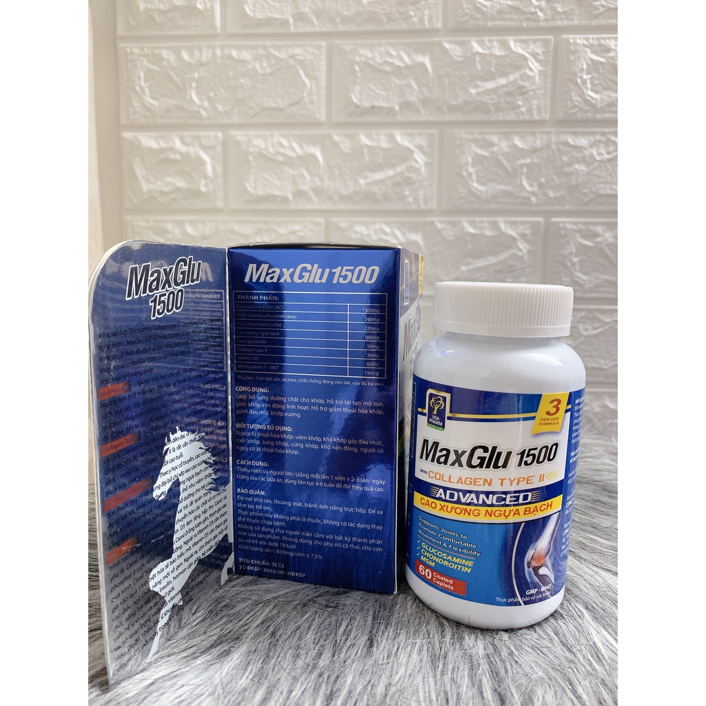 Viên uống MAXGLU 1500 thoái hoá xương khớp đau lưng mỏi gốiHộp 60 viên
