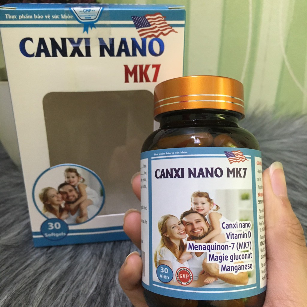 Viên uống Canxi Nano MK7 phát triển chiều cao  chắc khỏe xương Lọ 30 viên