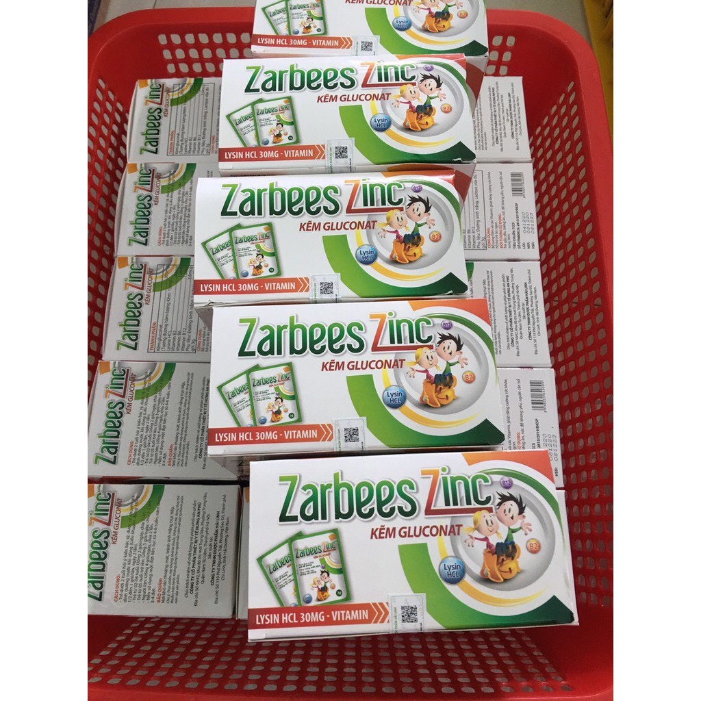 Zarbees Zinc bổ sung kẽm hỗ trợ ăn ngon tăng cường sức khỏe đề kháng miễn dịch chống còi xương Hộp 30 gói