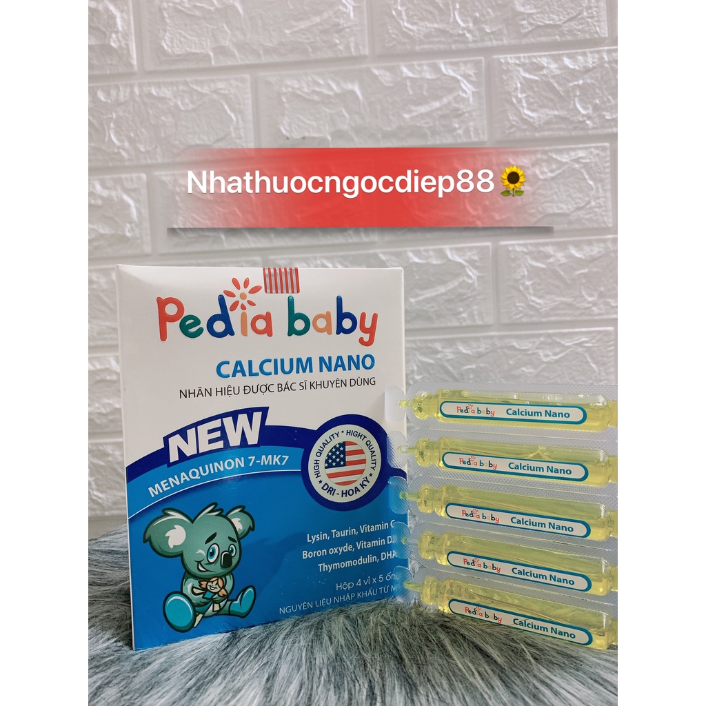 CHÍNH HÃNG Pediababy bổ sung canxi giúp phát triển chiều cao hiệu quả cho bé Hộp 20 ống