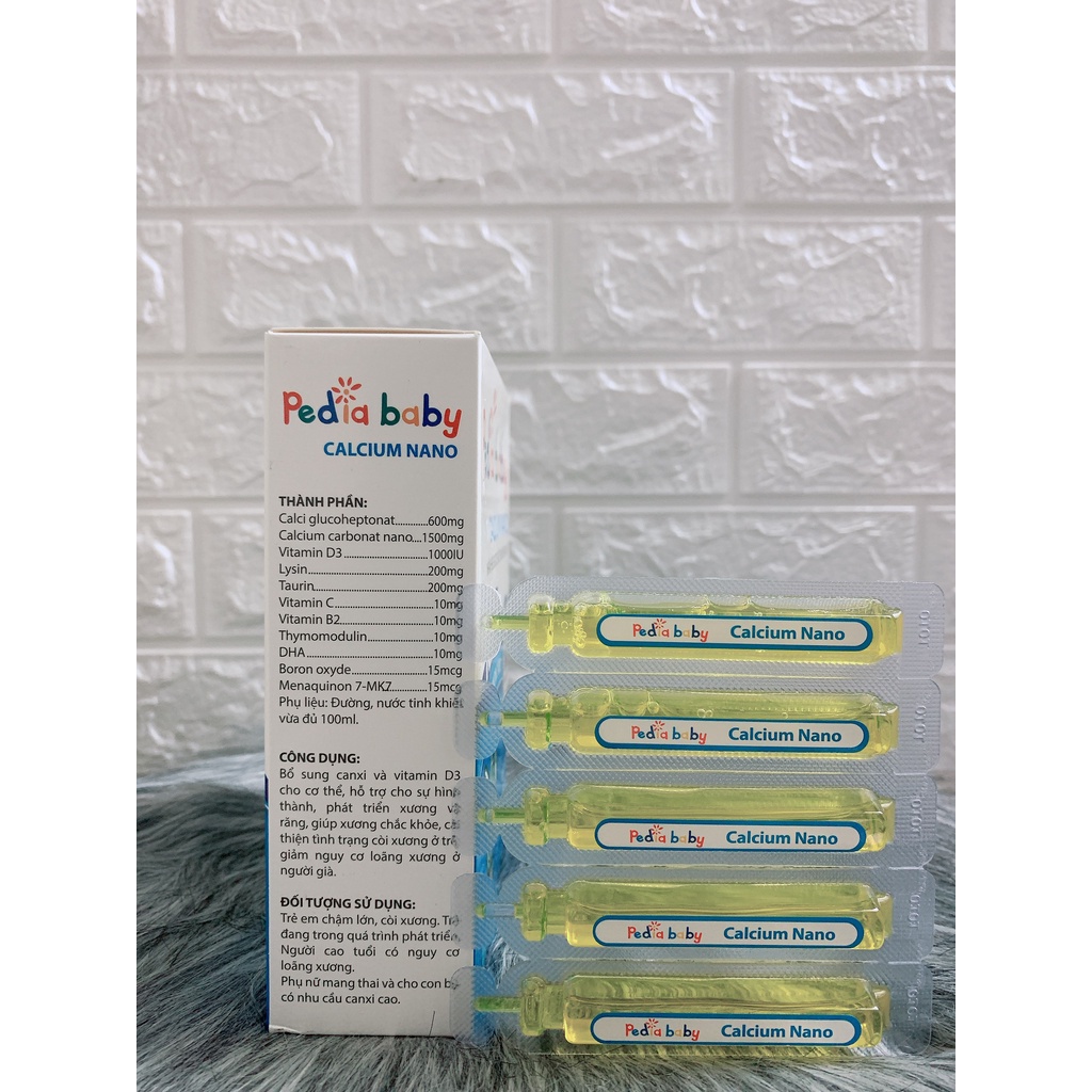 CHÍNH HÃNG Pediababy bổ sung canxi giúp phát triển chiều cao hiệu quả cho bé Hộp 20 ống