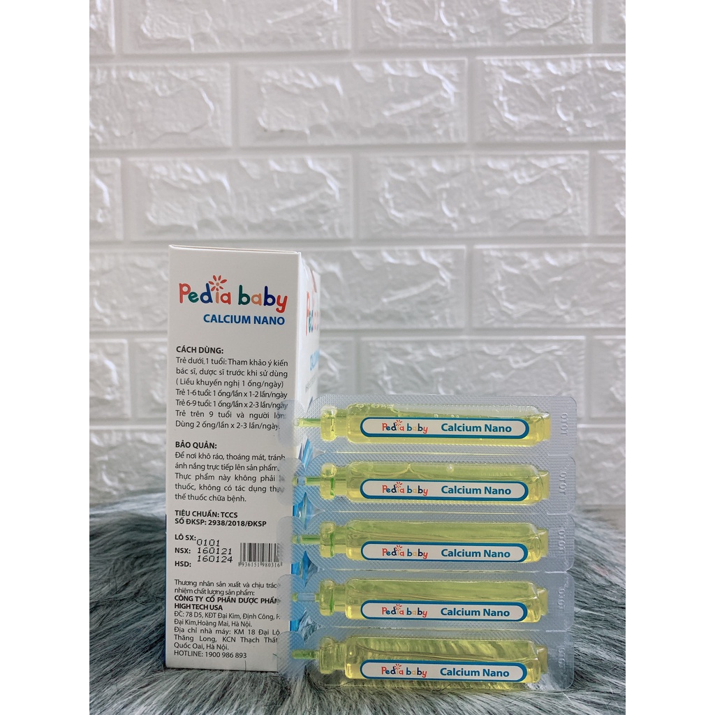 CHÍNH HÃNG Pediababy bổ sung canxi giúp phát triển chiều cao hiệu quả cho bé Hộp 20 ống