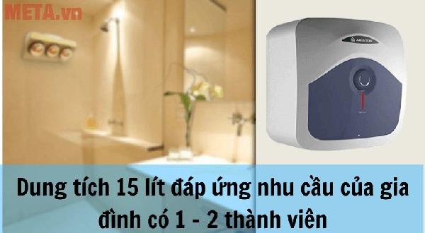 Bình nóng lạnh Ariston BLU 15R 2.5 FE có dung tích bình chứa 15 lít, phù hợp với gia đình có 1 - 2 thành viên