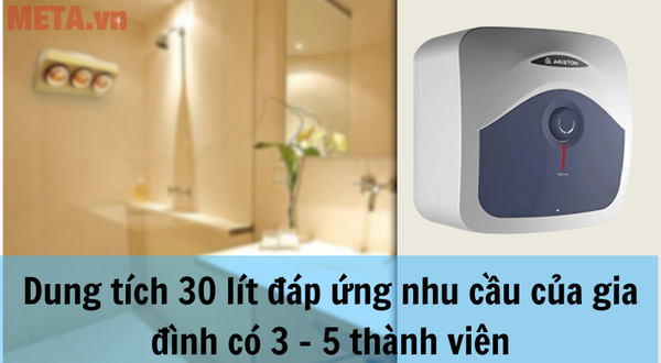 Bình nóng lạnh Ariston BLU 30R 2.5 FE có dung tích bình chứa 30 lít, phù hợp với gia đình có 3 - 5 thành viên