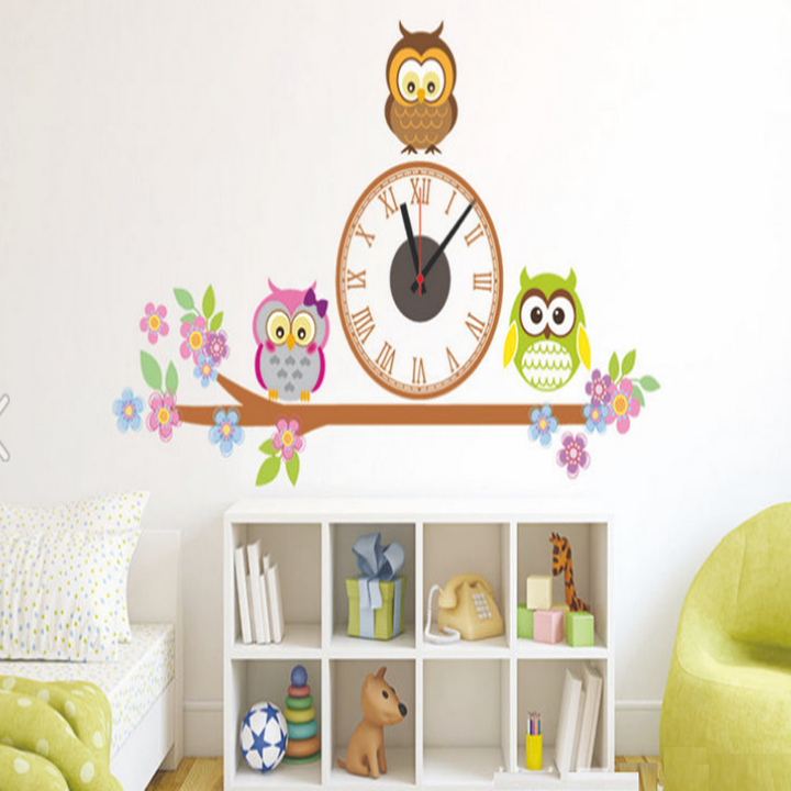 Đồng hồ decal họa tiết ba chú chim cú BinBin DH22