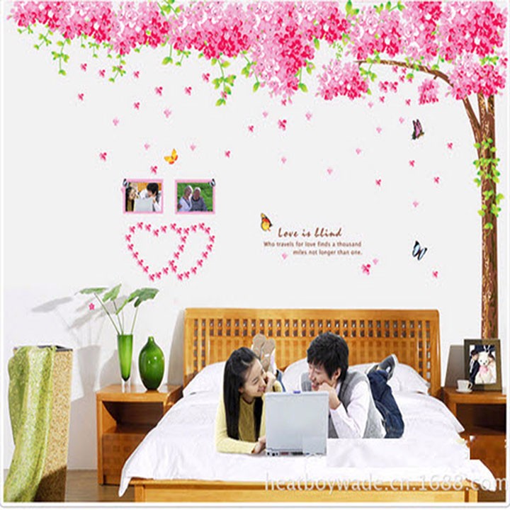 Decal dán tường Cây đào hồng Bin Bin PK319