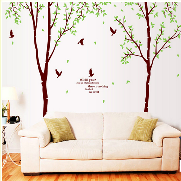 Decal dán tường đôi cây bóng mát PK206