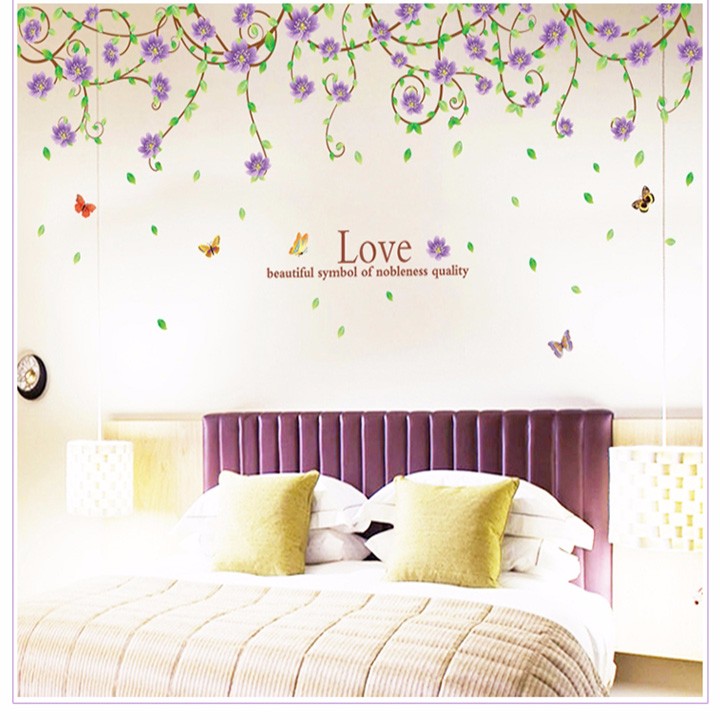 Decal dán tường giàn hoa tím BinBin PK95 160 x 60 cm