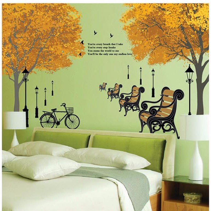 Decal dán tường công viên mùa thu - PK57