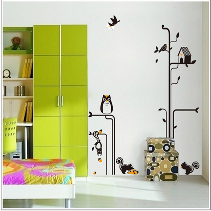 Decal dán tường PK24 - Vườn sóc nâu