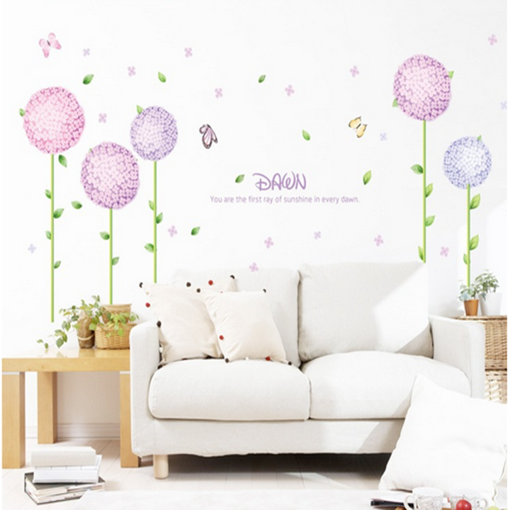 Decal dán tường tú cầu hồng - PK08