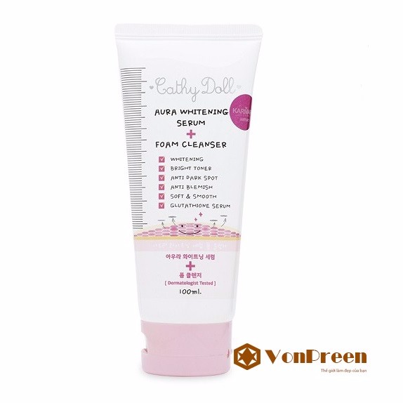 Sữa Rửa Mặt Trắng Da Aura Whitening Cathy Doll 50ml