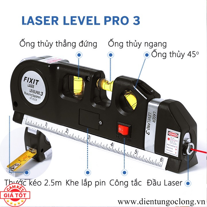 Thước nivo, căn mực 4in1 laser level pro 3