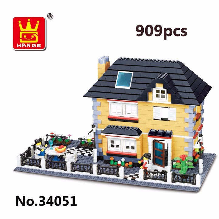 Bộ lego xếp hình Wange biệt thự nhà vườn mẫu 1
