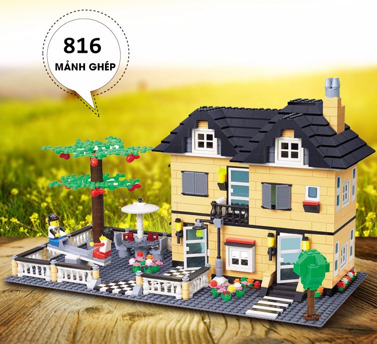Bộ lego xếp hình Wange biệt thự nhà vườn mẫu 3