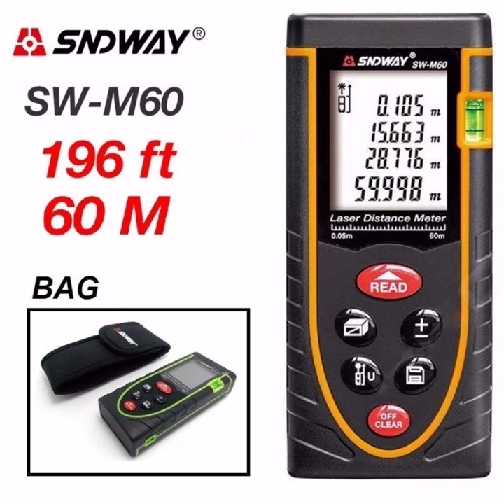Thước đo khoảng cách bằng tia laser sndway sw-m60 phạm vi đo 60m