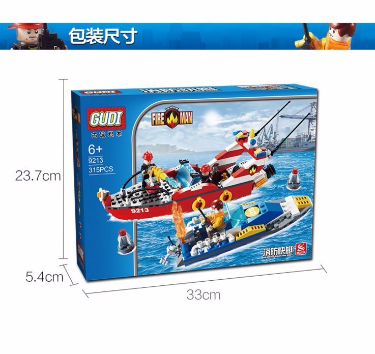 Đồ chơi xếp hình GUDI 9213 - Tàu chữa cháy trên biển 315 chi tiết
