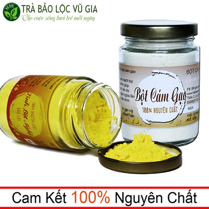 Tinh bột nghệ nguyên chất 100g + bột cám gạo nguyên chất 100g - vũ gia