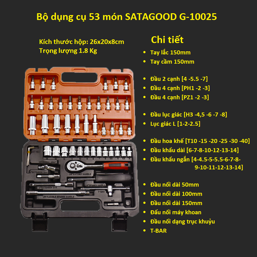 BỘ DỤNG CỤ SỬA CHỮA 53 CHI TIẾT G-10025