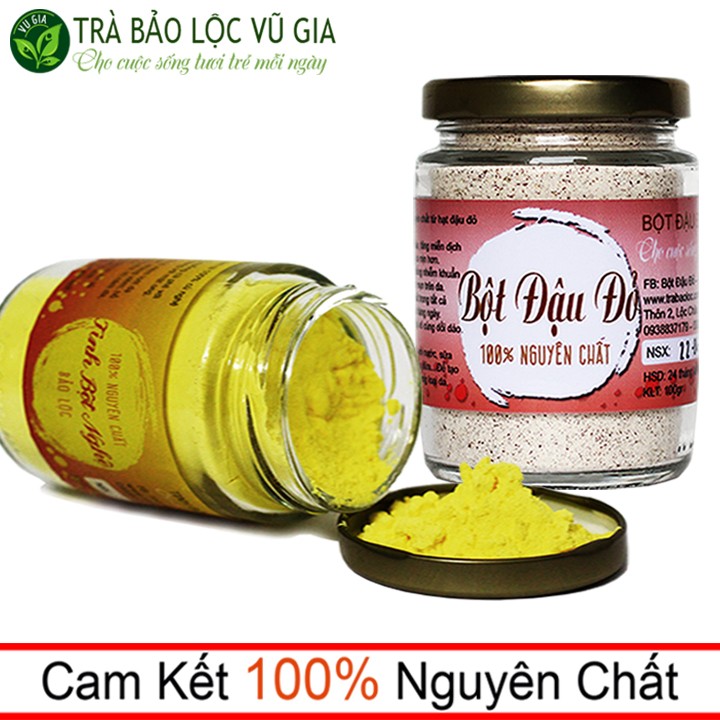Tinh bột nghệ nguyên chất 100g + bột đậu đỏ nguyên chất 100g - vũ gia
