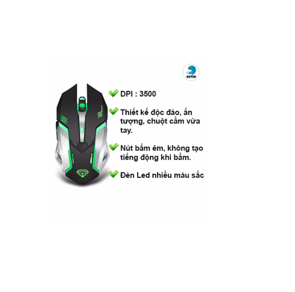 Chuột máy tính - Mouse không dây pin sạc Detek Divipad Q1 Led