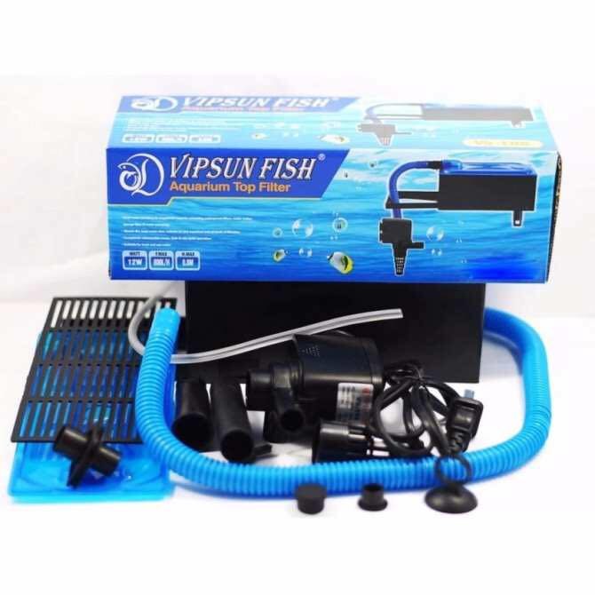 Vipsun fish vs-188 - bộ máng và máy bơm lọc nước hồ cá - có bông lọc