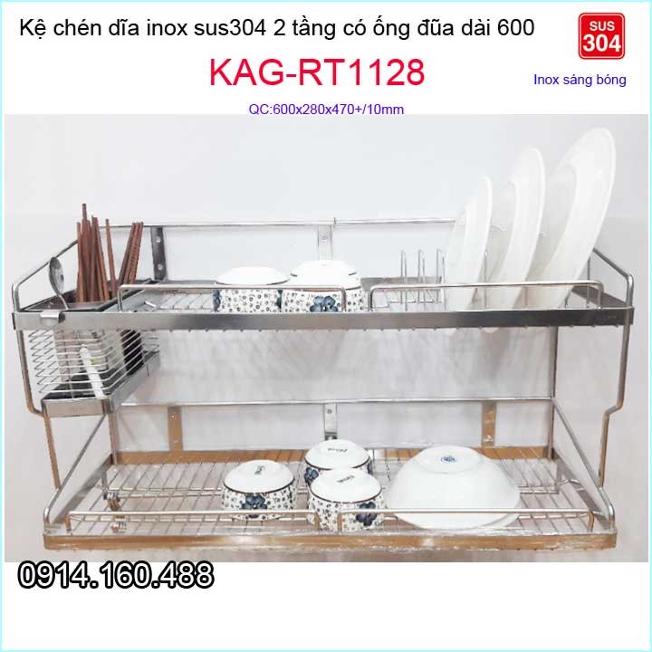Kệ chén dĩa 6t inox 304, kệ úp chén dĩa inox kag-rt1128