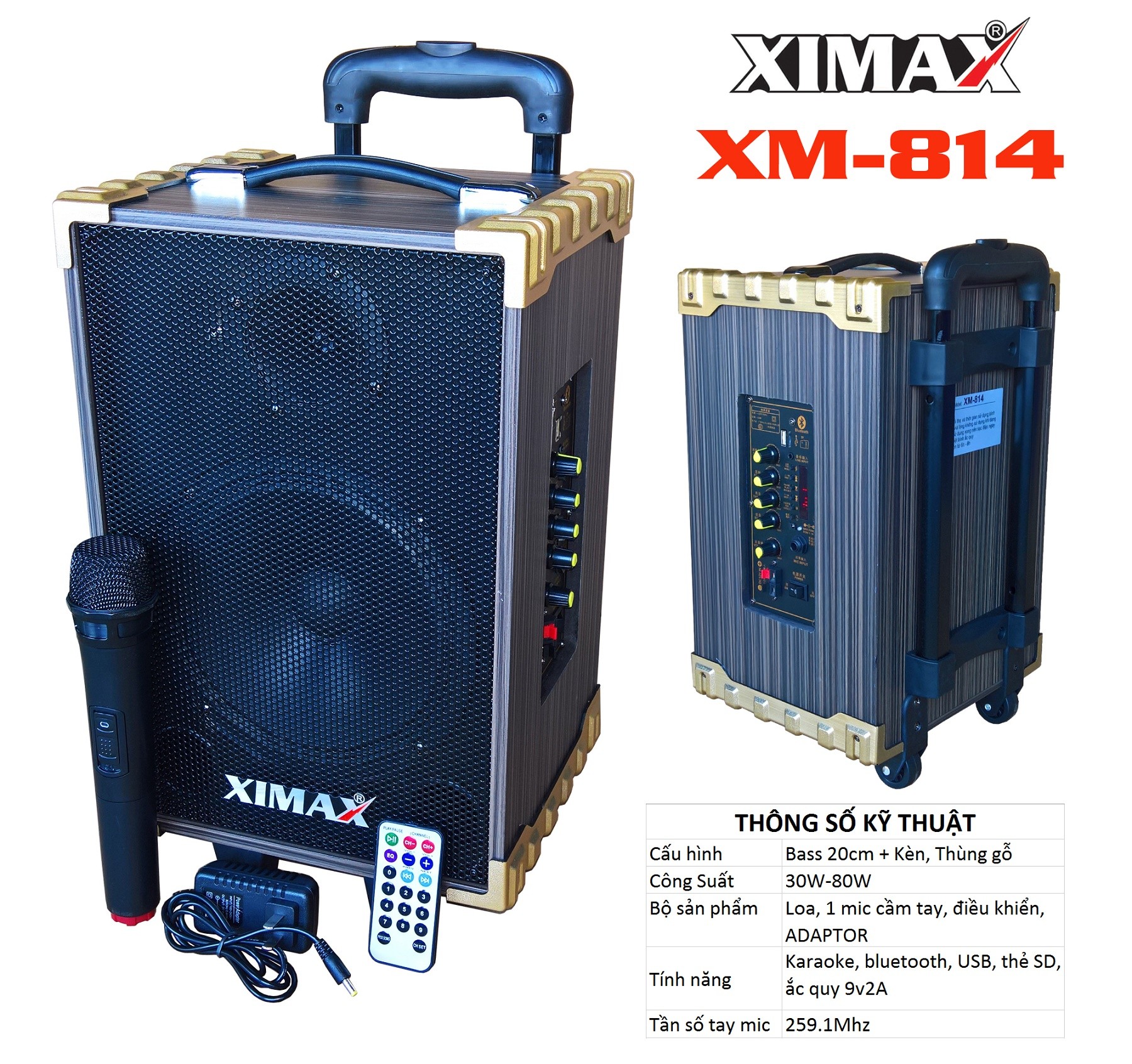 Loa kéo 2 tấc XIMAX XM-814