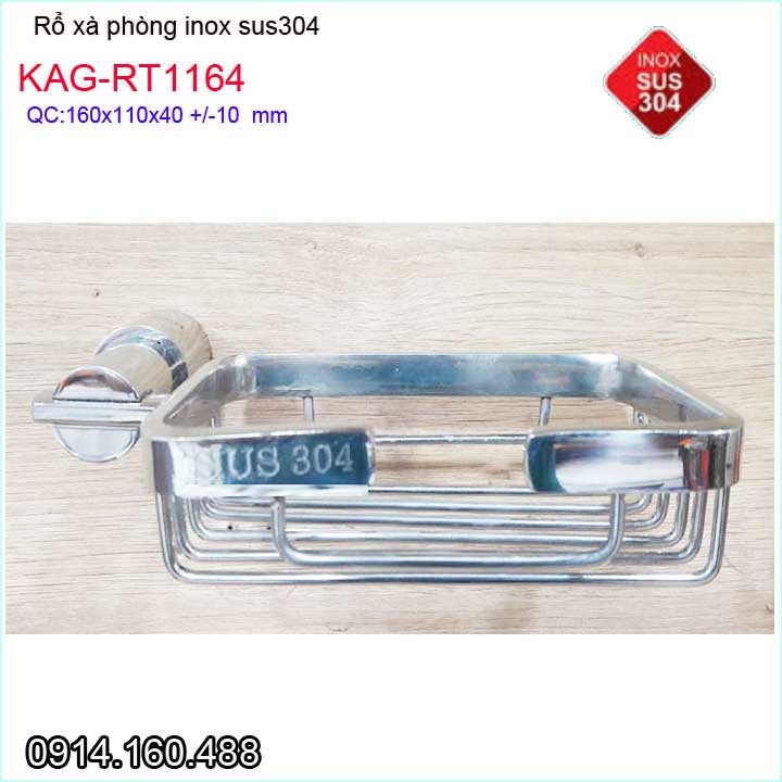 Kệ đựng xà phòng inox sus304, kệ xà bông cục roto kag-rt1164