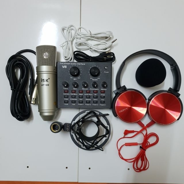 combo micro isk at-100 và sound card v8 tặng tai nghe ốp (Mã SP: 027)